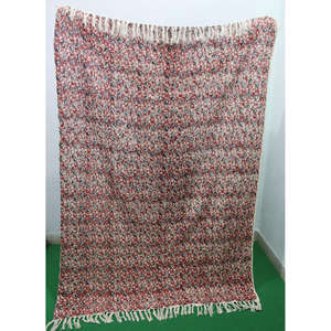 Manta Decorativa Tejida a Mano 100% Algodón para Sofá, 72 x 52 Pulgadas, con Estampado de Bloques y Borlas para Uso Doméstico - Product Image 2
