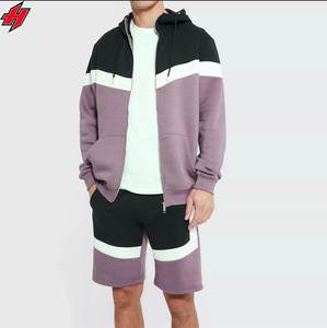 ชุดกางเกงขาสั้นมีฮู้ดสำหรับผู้ชายชุดผ้าโพลีเอสเตอร์ผ้าฝ้ายผสมโพลีเอสเตอร์ชุดเสื้อเรียกเหงื่อแบบสั้นชุดกางเกงขาสั้นมีฮู้ดสำหรับผู้ชาย - Product Image 1