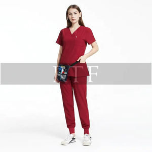 Personalizado Unisex Hospital Scrubs cuello en V uniformes de enfermera cintura elástica media manga Jogger pantalones otoño más tamaño personal médico - Product Image 4