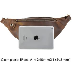 Nouvel arrivage de sac de taille en cuir véritable sac banane décontracté à bandoulière écologique avec fermeture à glissière pour le voyage et le camping - Product Image 2