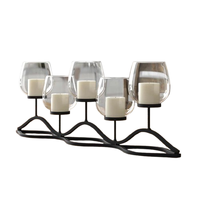Chandelier vintage décoratif à 5 piliers, design en zigzag, en fer et verre noir, impression personnalisée de haute qualité, pour Noël