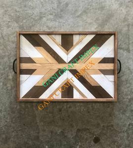 Plateau de service rectangulaire en bois moderne fait à la main avec incrustation de résine Design personnalisé pour la décoration de la maison ou du restaurant en gros - Product Image 5