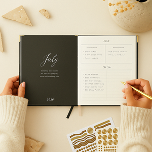 LABON 2026 A5 Dagplanner met PU Lederen Kaft, Hardcover Notebook, Gepersonaliseerde Agenda Organizer met Gouden Metalen Hoeken - Product Image 6