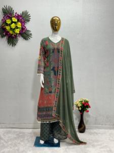 Último diseñador Fancy Salwar Suit Balaji Export Viscos Velvet Cording Sequence Bordado Trabajo Estilo pakistaní Vestido Net Wedding - Product Image 4