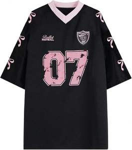 Camiseta de Fútbol Personalizable con Cuello en V, 100% Poliéster, Tejido de Punto, Secado Rápido, Estilo Holgado, Impresión Puff, Malla, para Equipo - Product Image 3