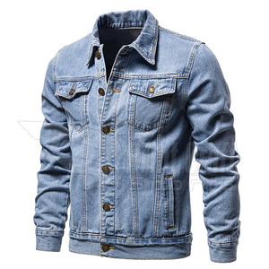 Veste en jean de haute qualité, veste en jean unie, boutons recouverts, veste en jean pour homme, veste d'hiver - Product Image 2