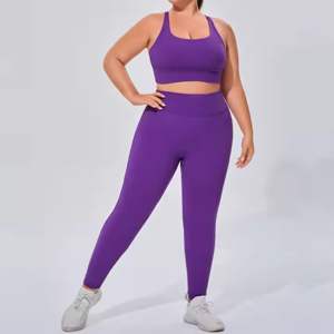 Ensemble de compression pour femme, motif uni, respirant, léger, tenue de yoga, options de logo/couleur personnalisées, ensemble 2 pièces avec détail à la taille - Product Image 6