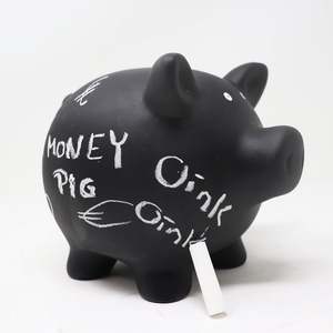 Chalkboard Piggy Bank Money Box with <b>Chalk</b> for Writing on - Product Image 3