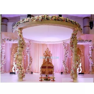 Look en bois traditionnel FRP mariage Mandap configuration Grand Maharani mariage Mandap décoration mariage indien Matka Style Mandap USA - Product Image 1