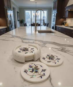 จานรองแก้วหินอ่อนสีขาวทรงสี่เหลี่ยมที่ทันสมัยพร้อมรายละเอียดแถบฝังทองเหลืองแบบบางเหมาะสำหรับการตกแต่งบ้านราคาขายส่ง - Product Image 3