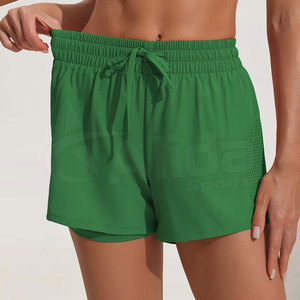 Short de sport taille haute personnalisé pour femme avec décoration à motifs et bouton Short de course de gymnastique respirant avec poches - Product Image 3