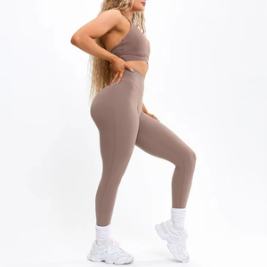 Latest Style Solid Women Sports Wear Yoga Suit High Quality Breathable Scrunch Butt High Waist Spandex/Nylon Gym <b>Leggings</b> - Product Image 3