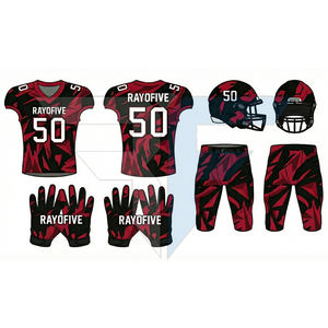 Conjunto de Uniforme de Fútbol Americano Personalizado con Logotipo, Alta Calidad, Transpirable, Antibacteriano, Secado Rápido, Manga Corta, 100% Poliéster - Product Image 2