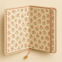 Carnet en peluche brodé de roses LABON, papeterie mignonne, journal moelleux A5 avec bordure en dentelle, bande élastique et breloque rose dorée