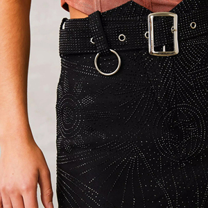 กระโปรงคลุมเข่าเอวสูงสำหรับผู้หญิง2025ประดับพลอยเทียมหรูหราระบายอากาศสไตล์ลำลองแบบธรรมชาติ - Product Image 5