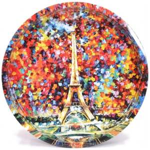Afremov Paris plateau métallique rond 370 mm plateau décoratif - Product Image 1
