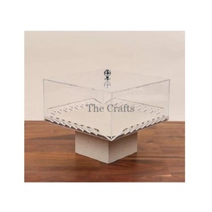 Caja de Postres de Vidrio con Diseño Fabuloso, Logotipo Personalizado y Grabado, Tapa y Bandeja Elegantes para Decoración de Mesa de Bodas - Product Image 5