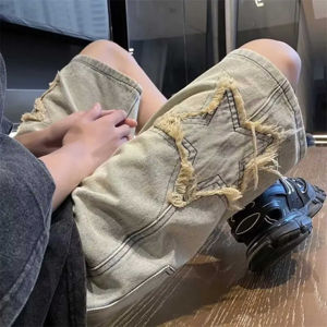 2025 nouveau Style Streetwear personnalisé hommes Denim Jean Shorts respirant Style décontracté en détresse broderie Logo Denim Shorts - Product Image 3