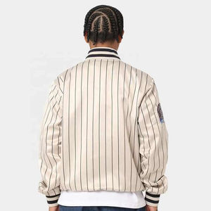OEM Custom High Quality Men's Winter Satin Classic Varsity Letterman Baseball Jacket <b>Stand</b> Collar Front Side Pockets High Street - Product Image 2