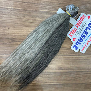 Cabello Natural Liso Gris en Trama - Cabello Humano Virgen Doblemente Tramado, Cabello Camboyano Virgen - Puntas Gruesas, Sin Caída, Sin Enredos - Product Image 6