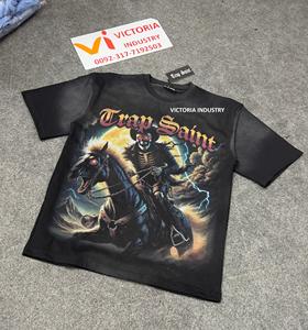 T-shirts en coton jersey pour hommes, taille américaine, logo personnalisé, logo client, hip-hop, 210g, grammage lourd, impression sérigraphique, multicolores - Product Image 4