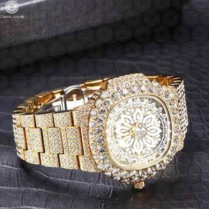Charm Jewells Montre de luxe en cristal pour femme, analogique, à quartz, cadran carré en or jaune, 38 mm, style bijoux de mode - Product Image 2