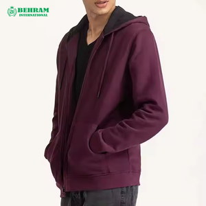 Men's Custom Full Face Zipper Hoodies Men's 100% Cotton Fleece Breathable Street Wear Hooded <b>Sweatshirt</b> - Product Image 3