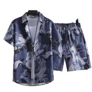 เสื้อยืดผู้ชายชุด2ชิ้น2025เสื้อเชิ้ตแขนสั้นทรงหลวมและกางเกงขาสั้นชายหาด EU/US สไตล์ลำลอง - Product Image 5