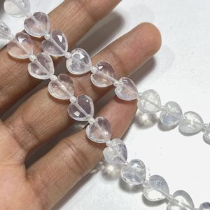 Vente en gros 10mm naturel glace Quartz facettes coeur forme Briolette perles perceuse verticale taille 10mm - Product Image 2