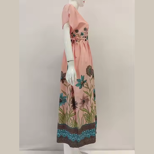 Femmes élégant décontracté Floral col en v Midi Kimono robe respirant doux thermique Shorts taille élastique pour été rayonne chemises de nuit - Product Image 4