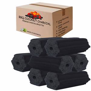 Briquetas de carbón negro sin chispa, paquete de 10kg de biomasa de cáscara de coco natural para barbacoa al aire libre de Indonesia, superventas de Europa - Product Image 2