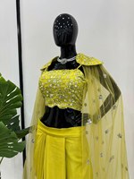 Gaun Pengantin Model Dhoti Punjabi Bahan Modal Viscose Silk Lengan Setengah Panjang Bordir Leher 3 Potong Ukuran Custom
