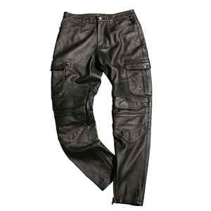 กางเกงหนังสีดำสำหรับผู้ชาย, กางเกงหนังป้องกันสไตล์วินเทจ - Product Image 1