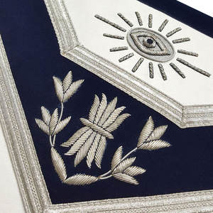 Delantales masónicos bordados a mano de alta calidad superior Past Master Blue and White Lodge Velvet Delantales masónicos personalizados - Product Image 3
