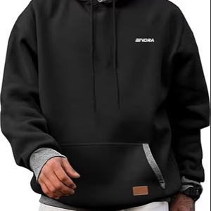 ONDRA Sweatshirts à capuche décontractés en coton à manches longues pour hommes, pull à capuche en polaire avec poches - Product Image 2