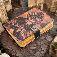 Journal artisanal vintage en cuir véritable avec impression Château de Poudlard, carnet de sorts, livre de magie vierge, Grimoire de sorcier, cadeau de remise de diplôme