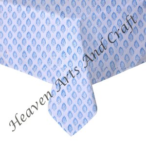 Mantel cuadrado con estampado de bloque de mano de algodón suave de 60 pulgadas, Floral para el hogar, comedor, cocina, evento al aire libre, boda, fiesta, banquete, cubierta - Product Image 1