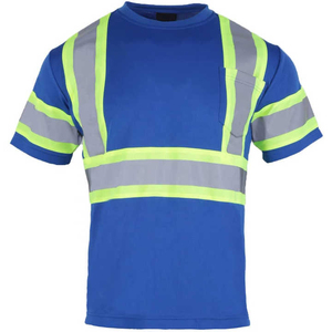 เสื้อยืดทำงานนิรภัยแบบสะท้อนแสงสำหรับผู้ชายรุ่นใหม่ล่าสุด แขนสั้น มองเห็นได้ชัดเจน มีกระเป๋า ดีไซน์ OEM - Product Image 4