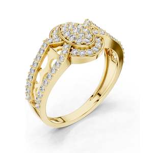 Bague ovale en diamant de laboratoire 0,694 CT sertie pavé pour femme, clarté VVS-VS EF, or 18 carats, 14 carats, 10 carats et argent 925, moissanite - Product Image 4