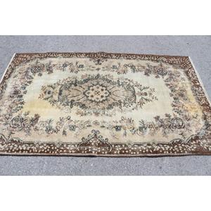 Tapis vintage turc 4,1x7 pi (126x213 cm), tapis brun ombré - Product Image 3