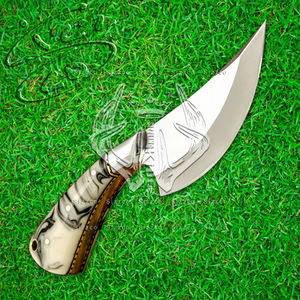 Beau couteau à éplucher de camping en acier D2 fait à la main à lame fixe avec gaine en cuir, poignée en résine, cadeau pour lui - Product Image 3