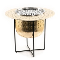 Chauffe-plat élégant en métal argenté Dallah avec support noir – Qualité supérieure, ustensile de cuisine rond pour table, en stock
