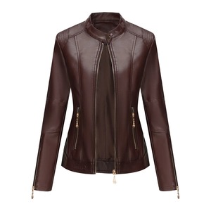 Chaqueta de cuero para mujer 2025 chaqueta básica abrigo mujer invierno motocicleta chaqueta PU cuero cremallera sudaderas con capucha prendas de vestir exteriores - Product Image 1
