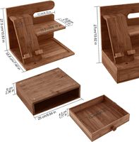 Organisateur de table de chevet en bois, station d'accueil pour téléphone, cadeaux d'anniversaire pour hommes, cadeaux pour papa, mari, petit ami, support de téléphone portable en bois de mangue