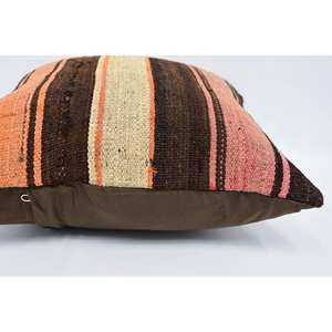 Brown Vintage <b>Fluffy</b> Pattern Wool Kilim 16x16 Inch Patchwork Pillow Luxury Woven <b>Bedding</b> Portable and Christmas Style - Product Image 5