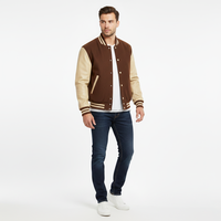 Veste de baseball varsity en laine de haute qualité pour hommes, logo personnalisé, orange et noir, broderie sur le devant, boutons pression, col montant, respirante, coupe-vent