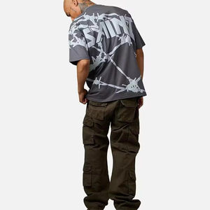 Puff impresión personalizada propio diseño pesado algodón 100% algodón suelto de gran tamaño buena calidad Impresión de transferencia de calor camiseta para hombre - Product Image 6