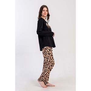 KADIN P.SUPREM BATTAL XXL O YAKA UZUN KOL ETEGI OVAL PIJAMA TAKIM - สีดำ - สีดำ - Product Image 2