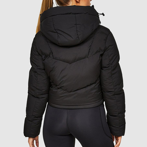 New Style Winter Casual Wear Women <b>Puffer</b> <b>Jacket</b> <b>Cropped</b> Coat Plus Size Breathable Quick Dry Cotton Custom DTF Printed logo - Product Image 2