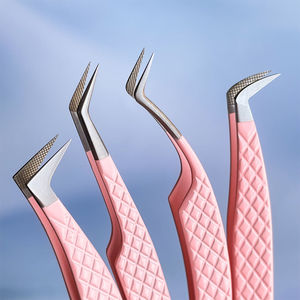 Pince à épiler d'extension de cils en acier inoxydable en forme de L personnalisée de haute qualité marque privée pour le volume fabriqué au Pakistan - Product Image 5